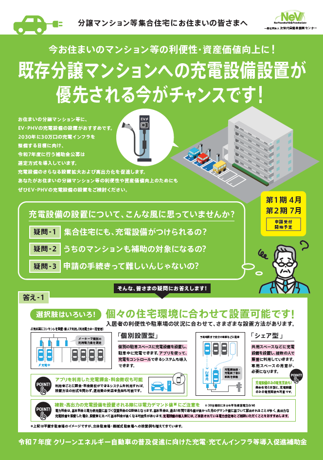 集合住宅向けEV充電設備補助金